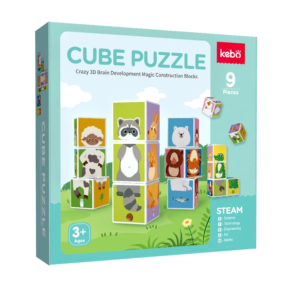 cube puzzle  baby educational gift toy 9 pieces magic cube 3d magnetic puzzle block for kids