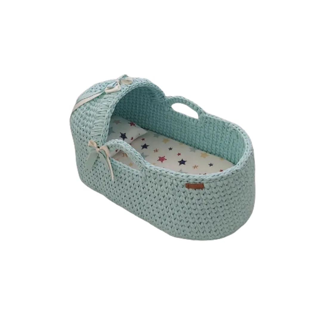 ENWEI  colorful multifunctional crochet baby changing basket 100% Cotton Colorful handmade woven basket for baby