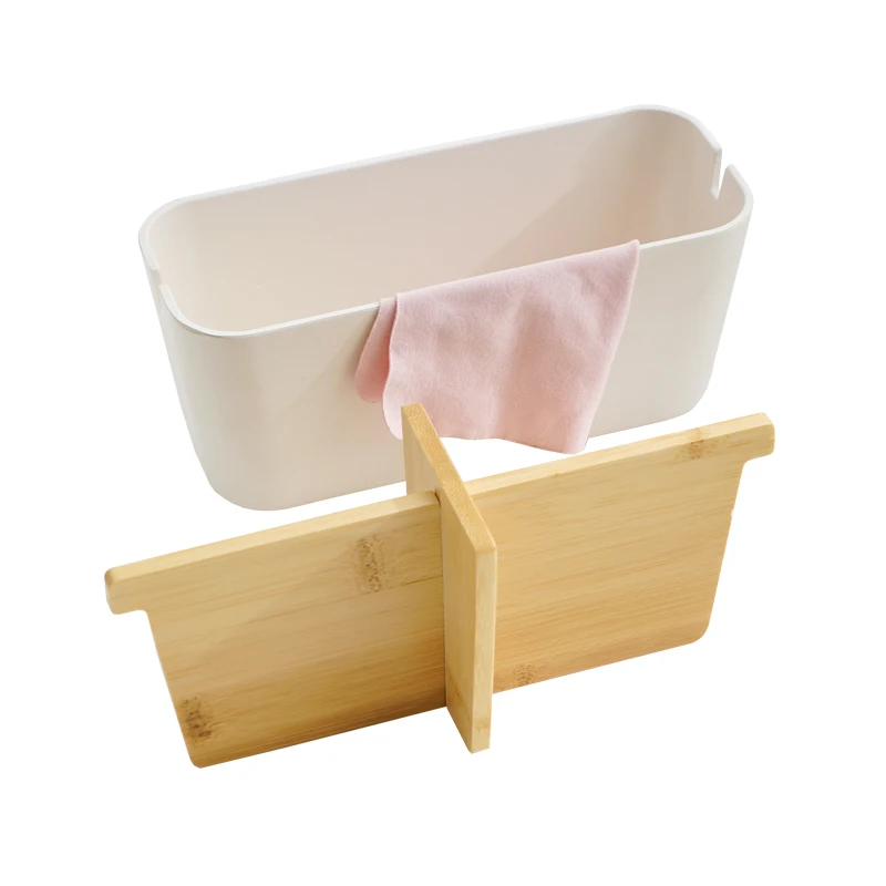 
Modern design cheap bathroom accessories set bamboo matte black stackable storage container 
