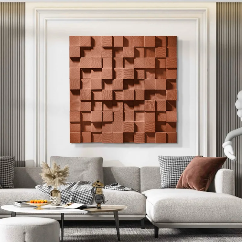 3D Three-Dimensional Wood Original Wood Grain Mosaic Real Painting Wholesale Art