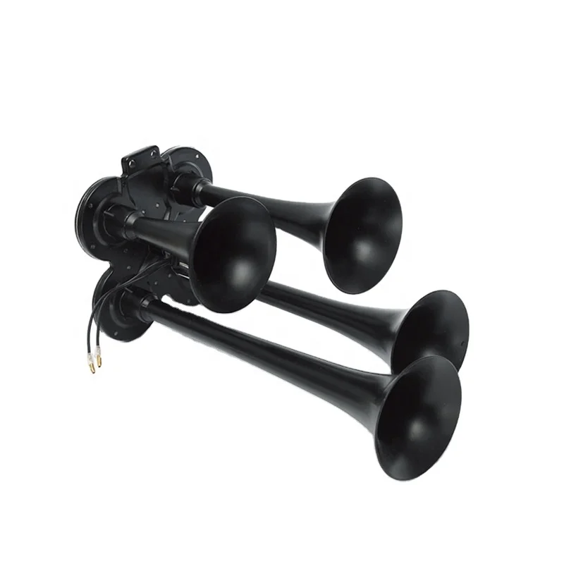 12V 24V Black 4 Trumpet loud Train Truck Air Horn Car Truck Boat Train Bus Air Horn