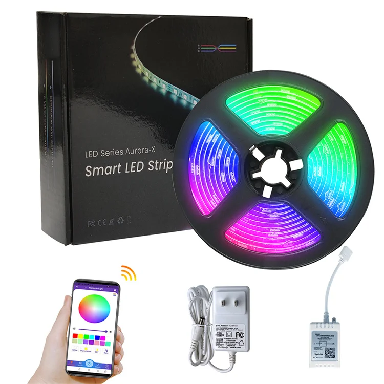 Уличная водонепроницаемая светодиодная лента с Bluetooth 220 В 12 Ws2835 5050 Cob Rgbic умная Рождественская елка Светодиодная приложением для дистанционного
