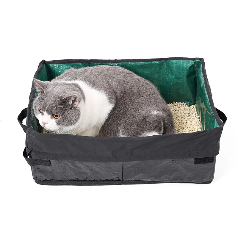 Waterproof portable foldable design Large space travel cat litter box house double layer