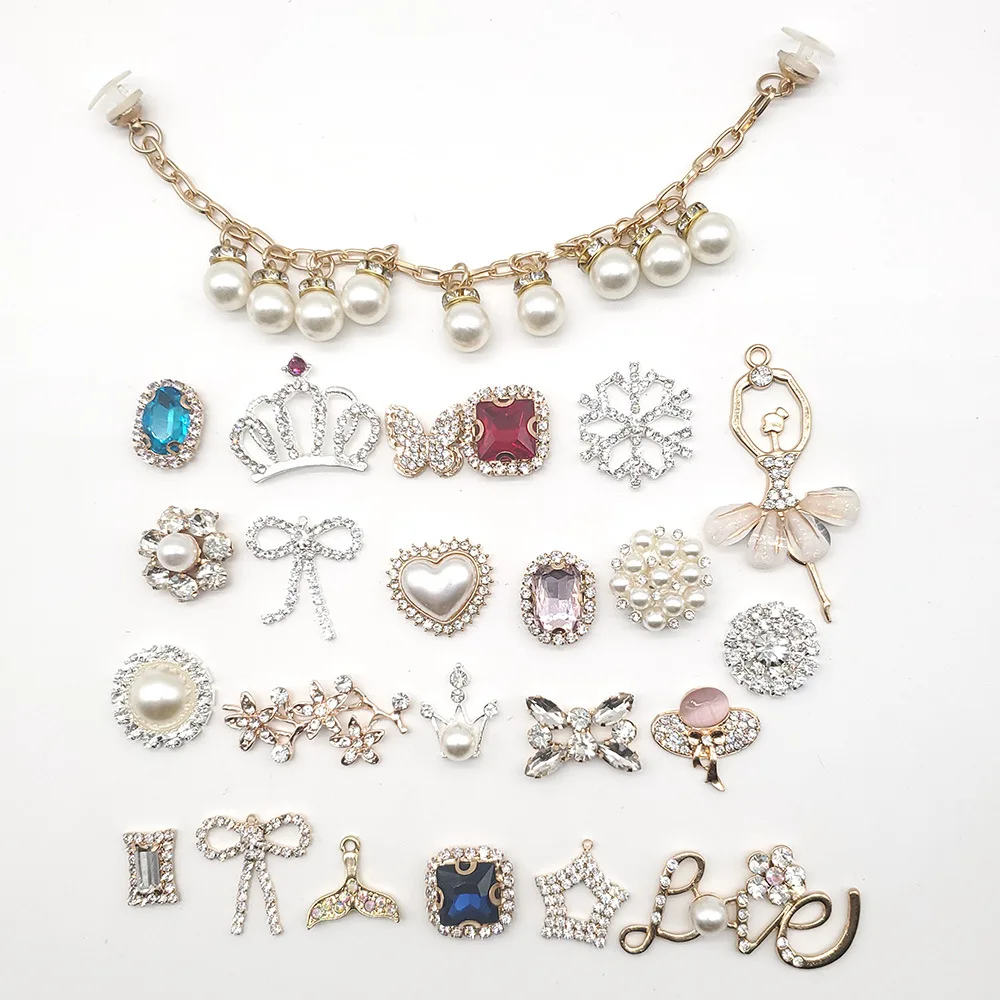 Hole shoes crystal gem diamond jewelrylight up shoes accessories