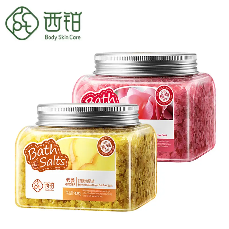 Foot Soaking Bath Salt , Private Label Wholesale Natural Organic Exfoliating Peeling Rose Genger Mineral Shower Foot Scrub