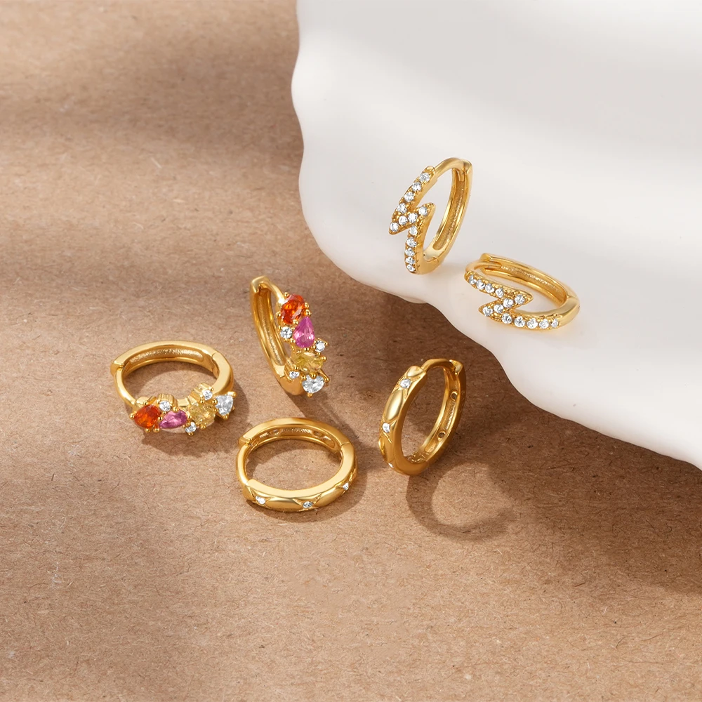 Waterproof Minimalist 18K Gold Plated Huggies Hoop Earrings Women Fashion Geometric Sterling Silver Circle Hoop Earring Jewelry