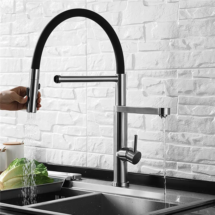 Contemporary Style High Quality SUS304 Stainless Steel Pull Down 3 Way Health Water Filter Kitchen Sink Faucet