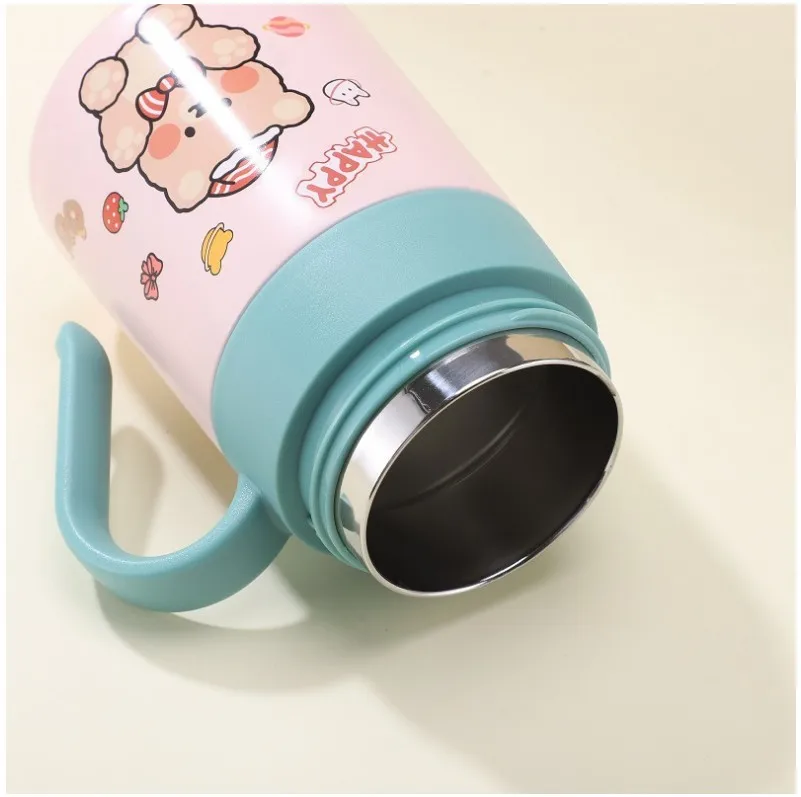 2023 cute 17oz double wall vacuum tumbler cup stainless steel insulated thermos led temperature control smart mug with handle
