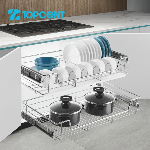 TOPCENT Multi-Function  stainless steel  Storage Drawers Kitchen Basket Wire steel pull out basket
