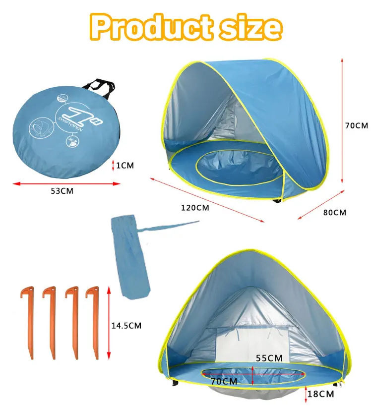 High Quality Outdoor Garden Backyard Kids Play Sun Shelter Quick Pop-Up Baby Beach Tent
