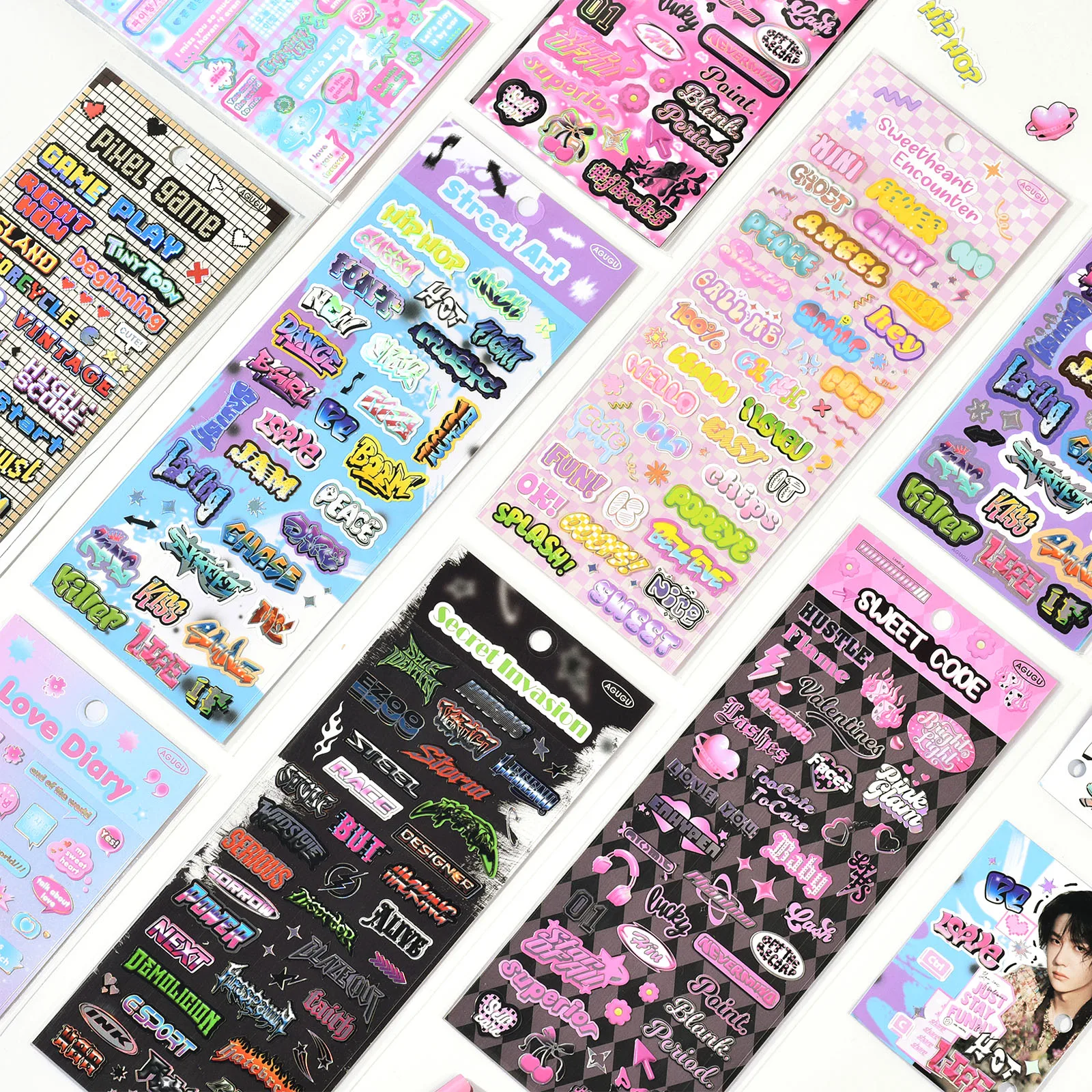 Korean Material Stickers Character Password Guka Sticker Korean Style English Letter Handbook DIY Decoration Material Sticker