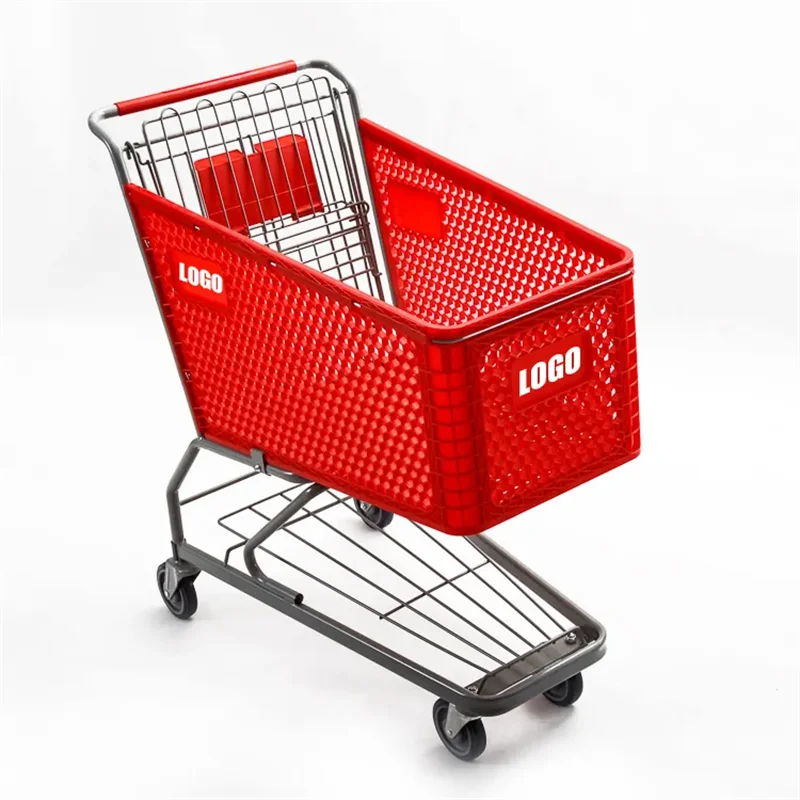Supermarket Plastic Shopping Trolley Retail Plastic Shopping Grocery Carts for sale