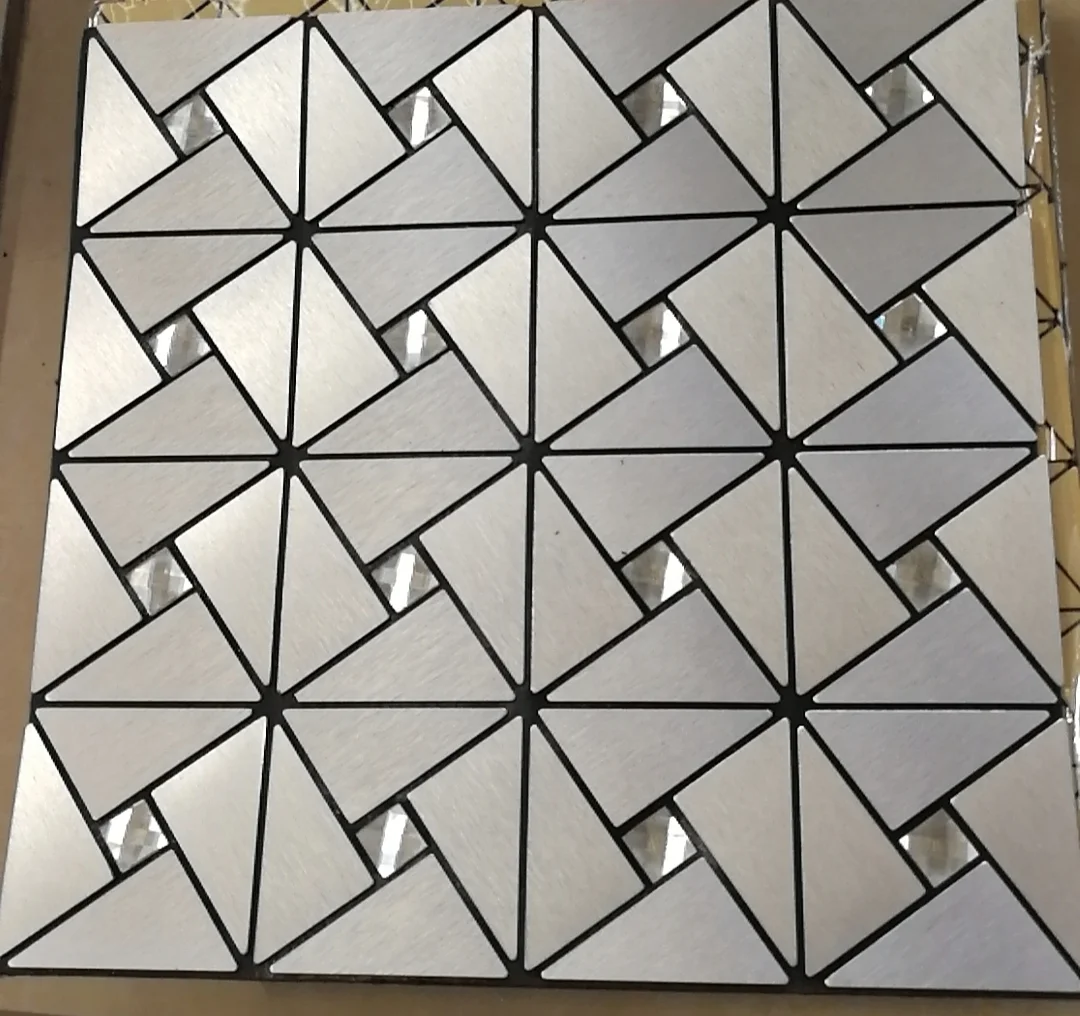 Windmill design 30*30cm  crystal glossy  Wall Decoration  Self-adhesive Aluminium Mosaic Tiles