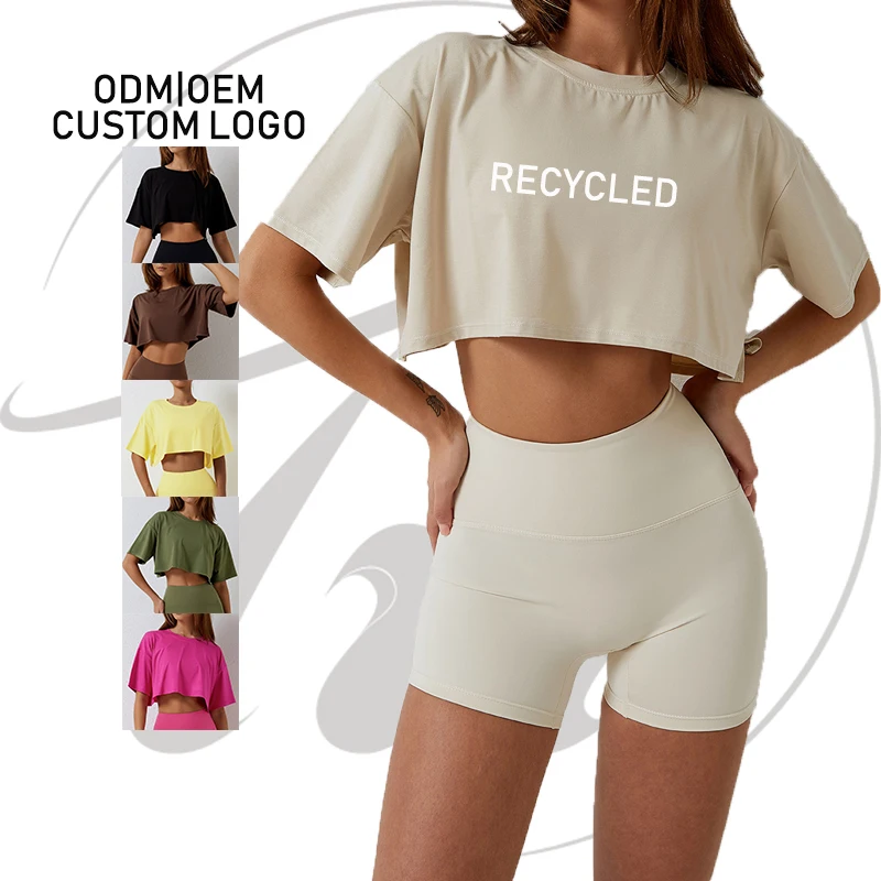 Custom Cotton Oversize Blank Plain Lose Women Fitting Crop Top T Shirts Athletic Spandex Gym Cropped Tee Tshirt
