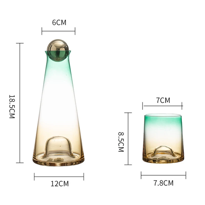 1.1L стеклянный кувшин с 4 чашки градиентная расцветка; Высота твердого английского фарфора боросиликатная стеклянная бутылка для воды горячий и холодный в наборе заварочным чайником