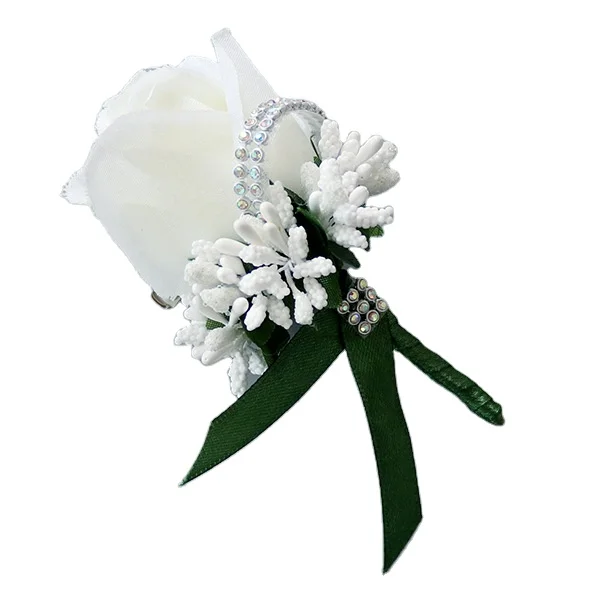 cheap Custom Color Simulation Silk Flower Pin Brooch Wedding Corsage For Weddings Brthdays Party