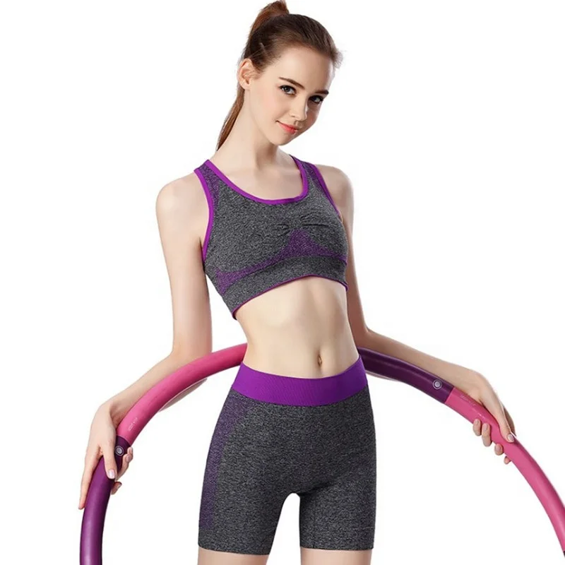 Женский бесшовный укороченный топ, бюстгальтер, короткие штаны,  одежда для активного отдыха, комплект одежды для фитнеса и йоги