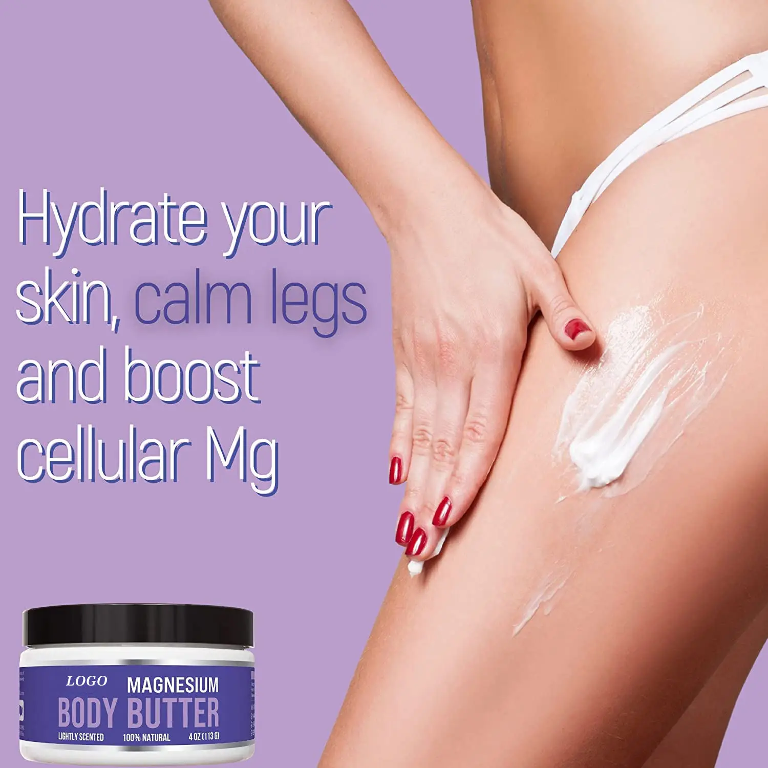 Beauty Private Label Body Lotion Hydrating Calming Relaxing Magnesium Body Butter For Sore Muscle Leg Cramps