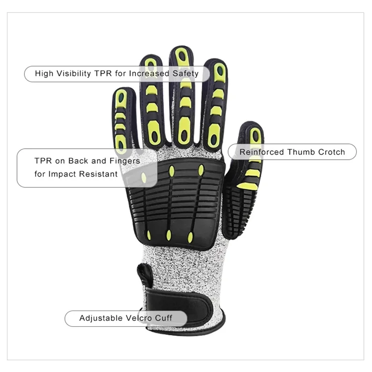 Oilfield Nitrile Coating Shock Proof Gloves TPR Impact Safety Gloves