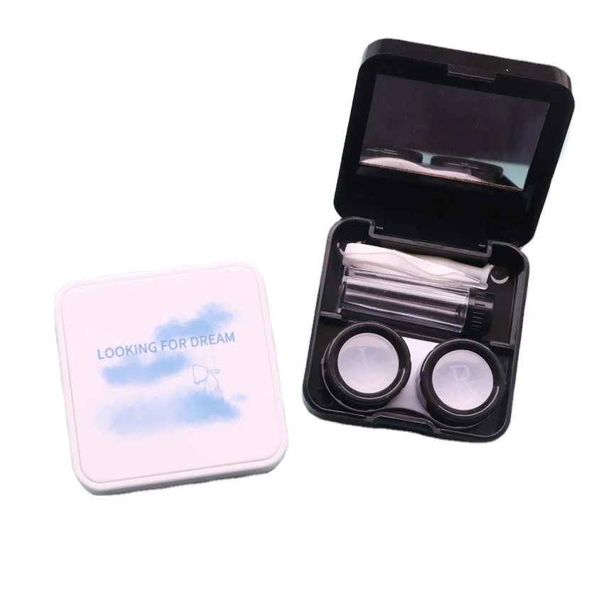 INS Letter Cartoon Eye Contact Case Box Lenses Customized Wholesale Contact Lens Case with Mirror