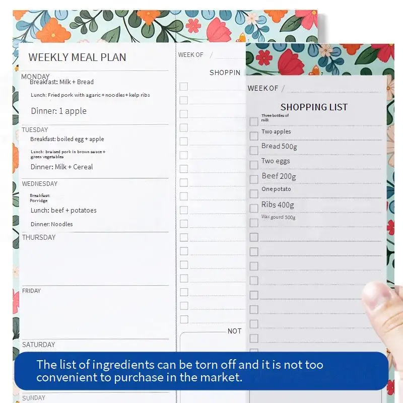 custom Recipe list Dietary planner book Notepad Magnetic refrigerator magnets Shopping planner self-discipline