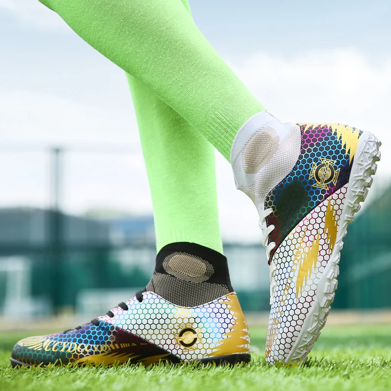 
2021 High Ankle Indoor Soccer Futsal Football Shoes For Men 