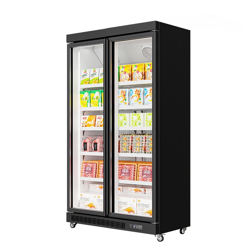 Hot Sale Commercial double glass door upright refrigerator display cooler  for drink