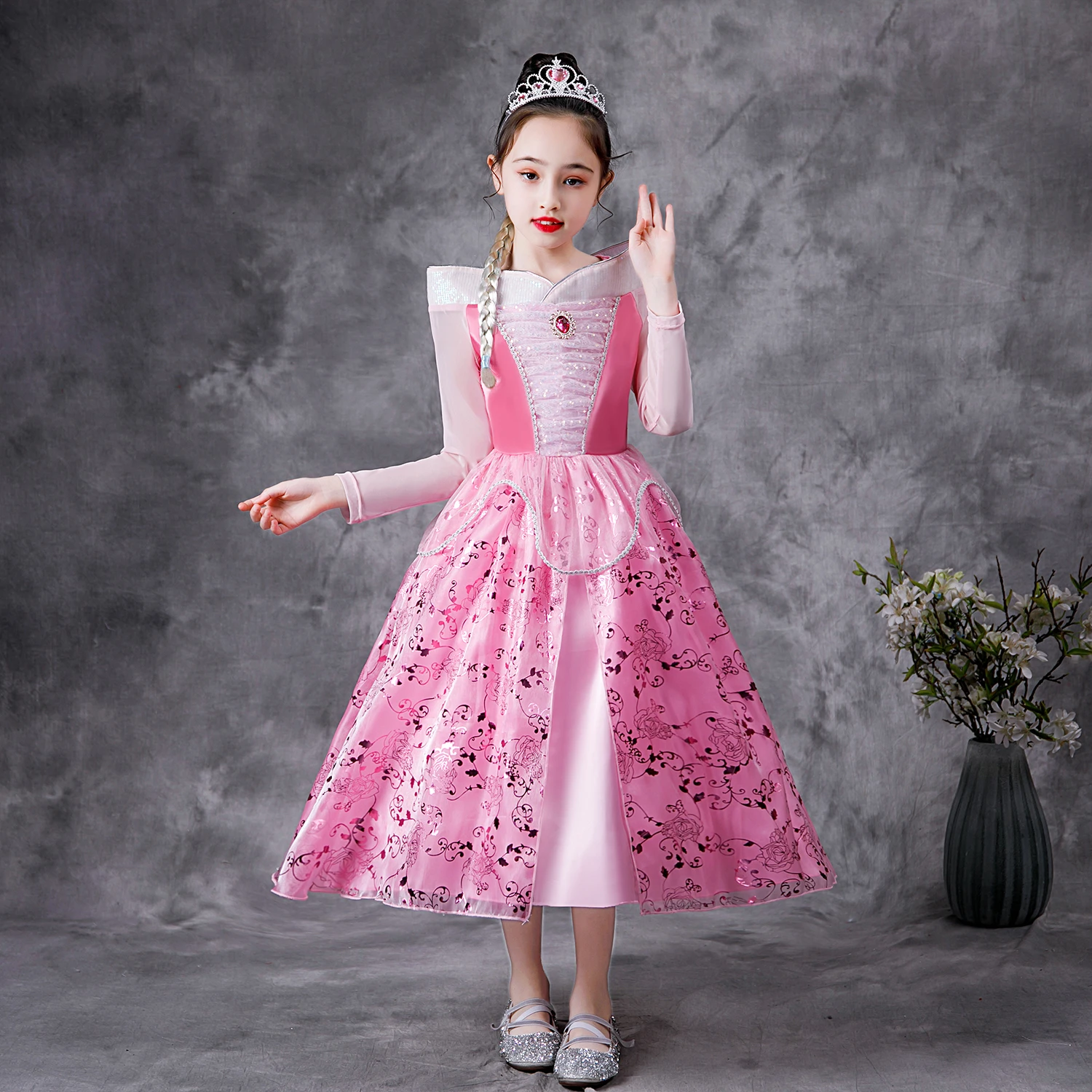 Hot Sale Girls Belle Aurora Sofia Summer Fancy Princess Costume Children Halloween Birthday Party Dress K72