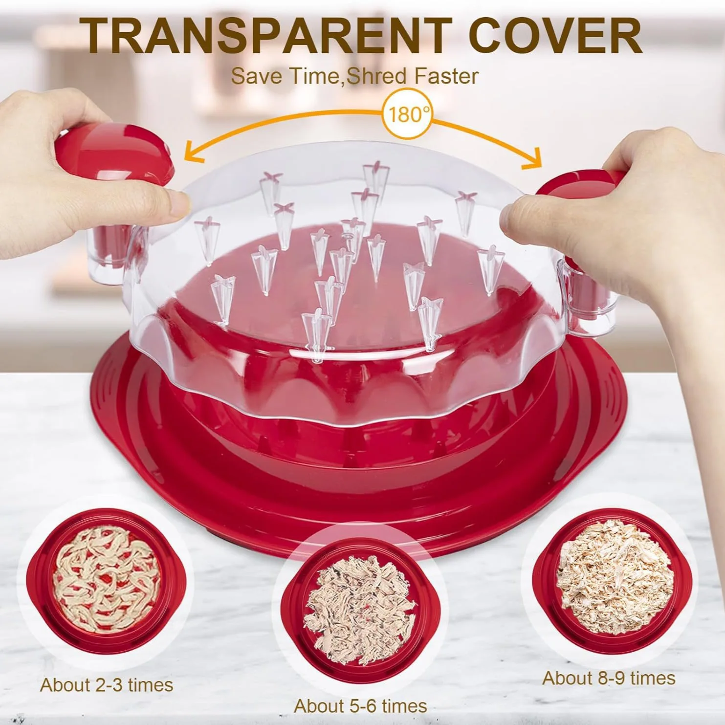 Portable Transparent Kitchen Meat And Chicken Shredders Round Plastic Non Slip Meat Shred Chicken Shredder Tool With Clear Lid