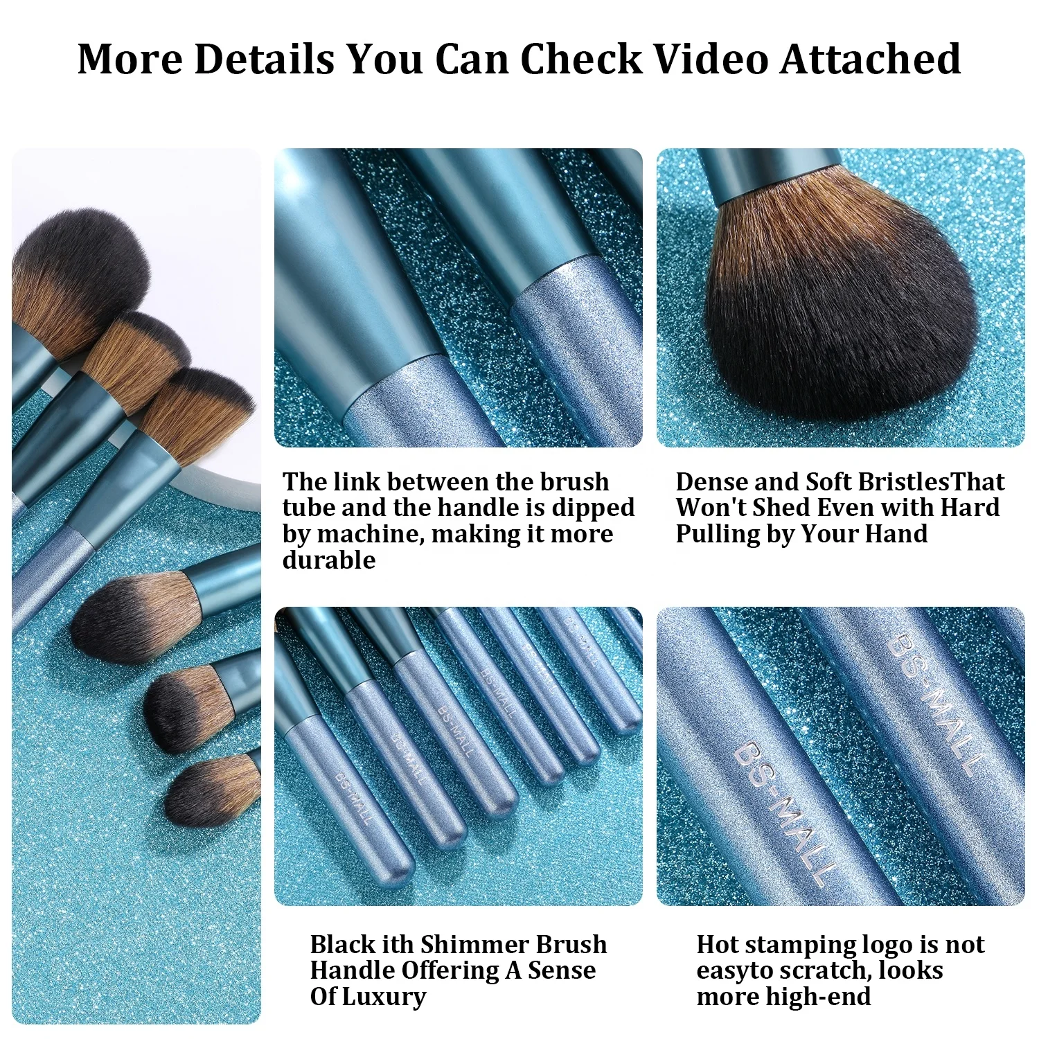 Factory Price Makeup Brushes Customize 14PCS Blue Handle Soft Synthetic Custom Logo Face Cosmetic Make