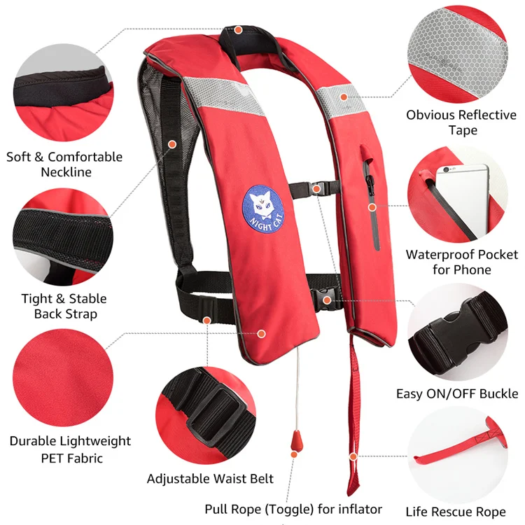 Factory price Sea safe Adult Fireproof life jacket Inflatable Self-inflating light neoprene Life Jacket Vest