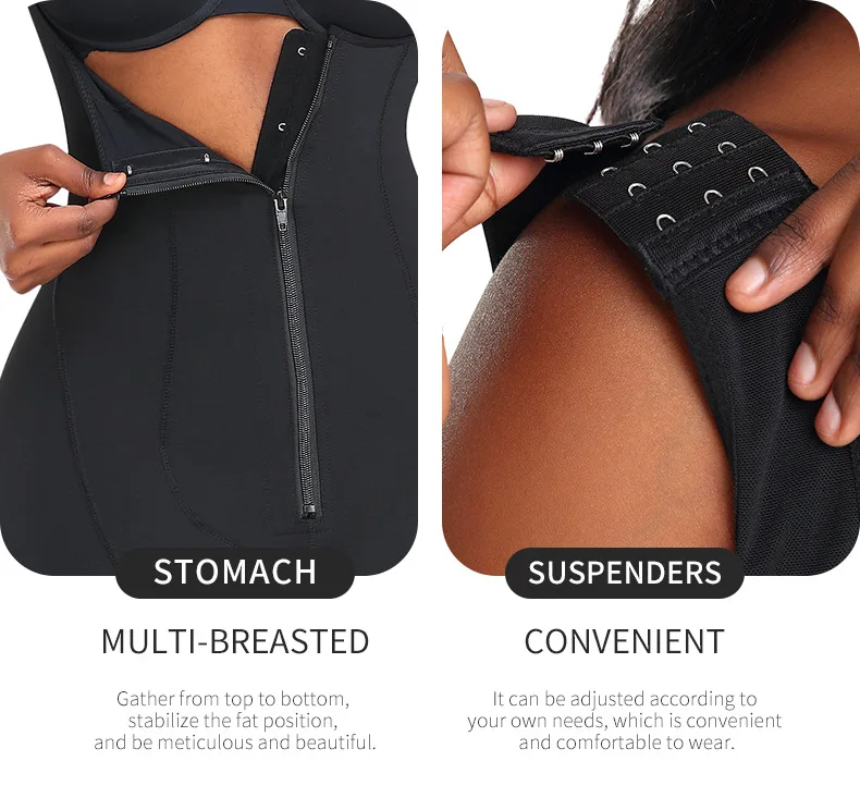High Compression Long Thigh Zipper Tummy Control Butt Lifter Columbian Fajas Shapewear Body Suit Full Body Shapewear