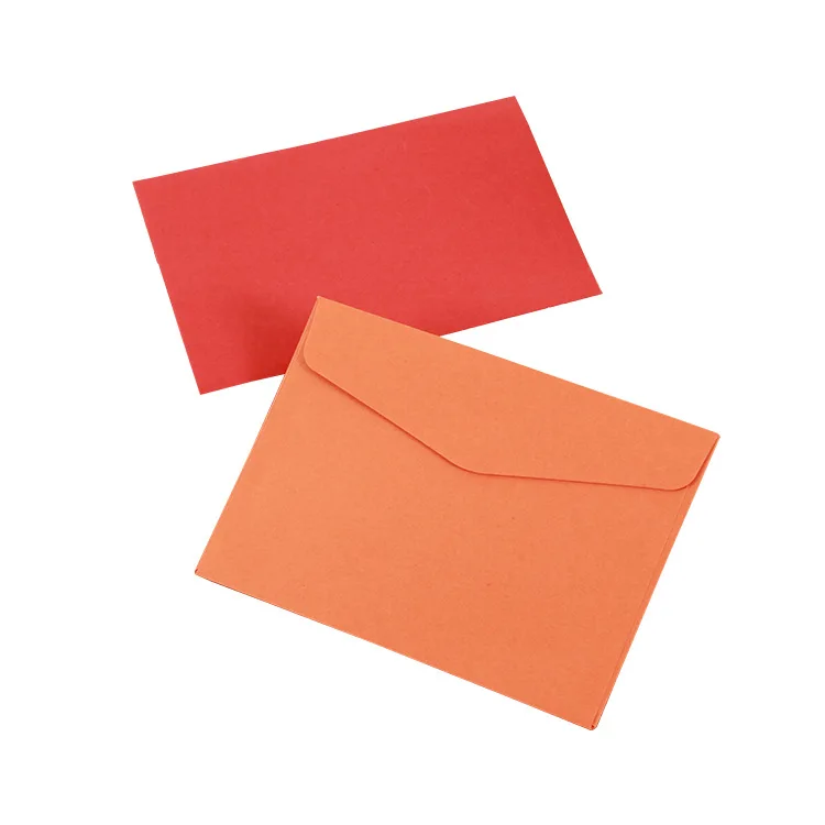 
Custom Logo Printed Red Orange Blank Postcard Business Kraft Paper Envelopes For Business Greeting Card Packaging 