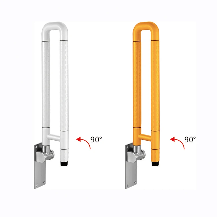 U shape ABS plastic flip up down hospital home disabled bathroom toilet safety rails handicap folding grab bar for elderly