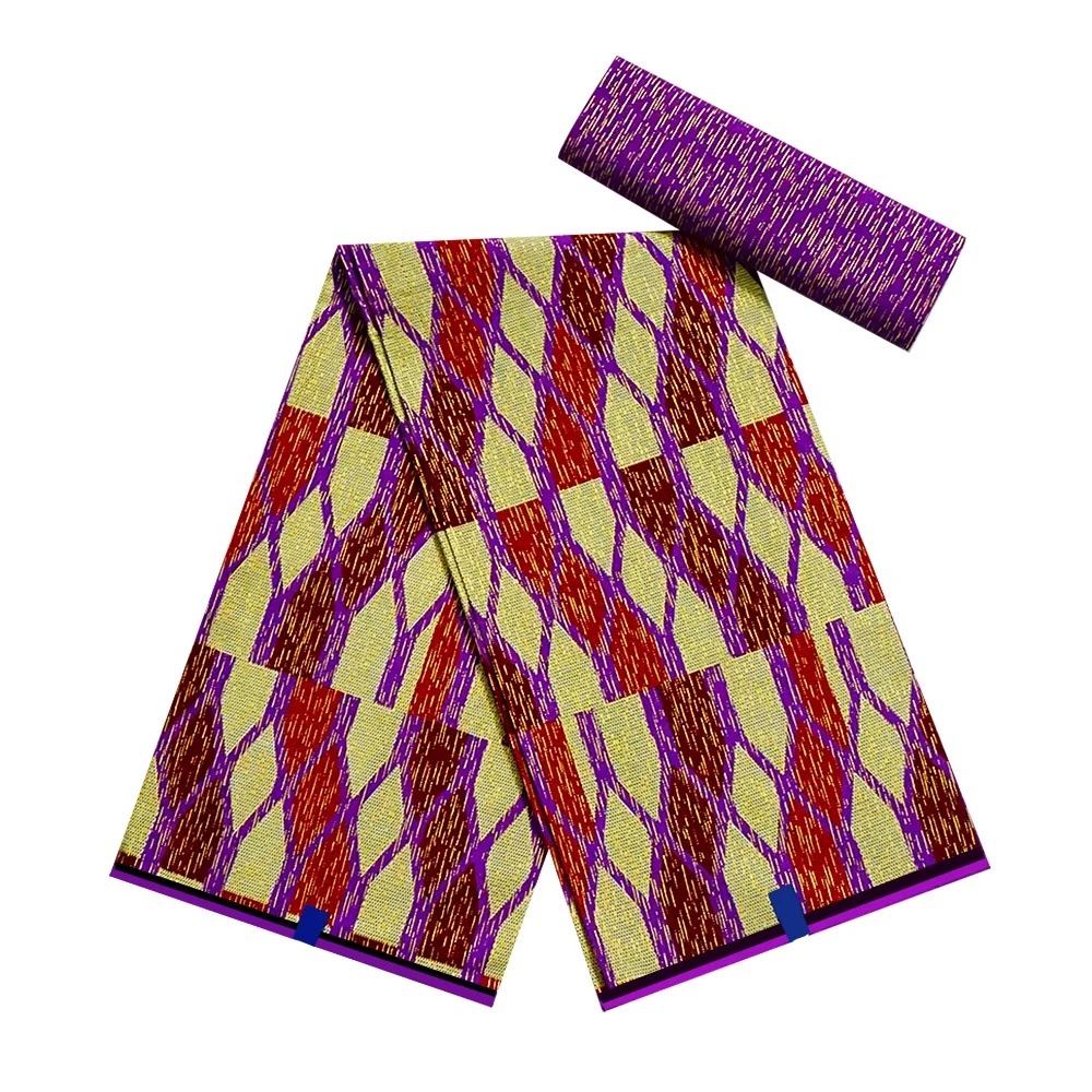 GK57 Gold kente wax satin holland fabric ankara tissue printed African fabrics cotton prints