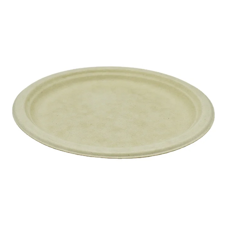 Manufacture Biodegradable Restaurant Healthy Plate High Quality Sugarcane Round Plate