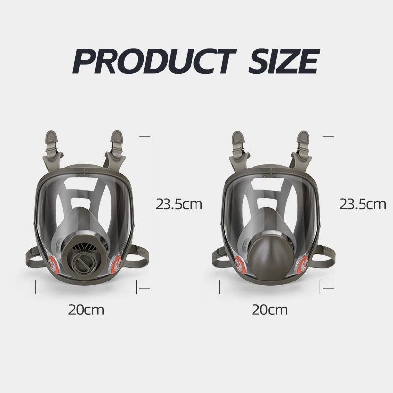Full-Faced Respirator Gas Mask 6800 with Double Filter Element Replaceable Breathing Device for Industrial Use
