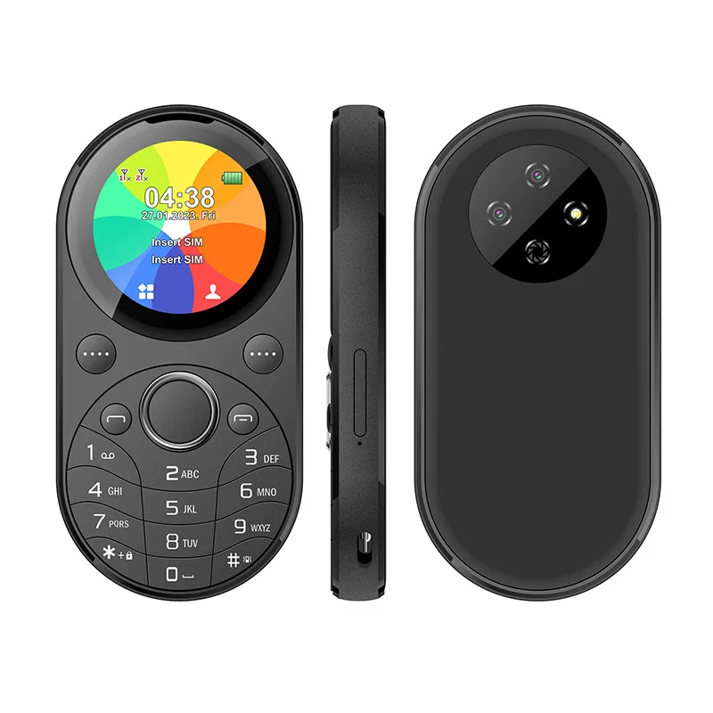 UNIWA Unique Design Feature Phone 1.39' round LCD Screen Metal Body with Keypad for Pocket Mobile Use
