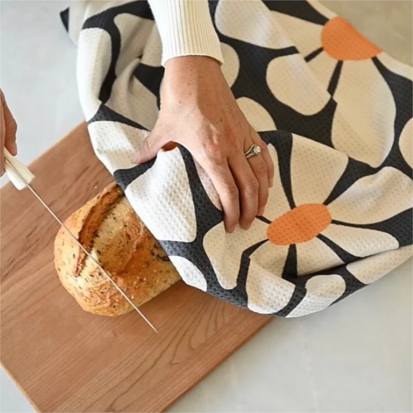 Wholesale High Quality Turkish Kitchen Dish Towels Plain White Customized Logo Tea Waffle Towels Mother and Daughter