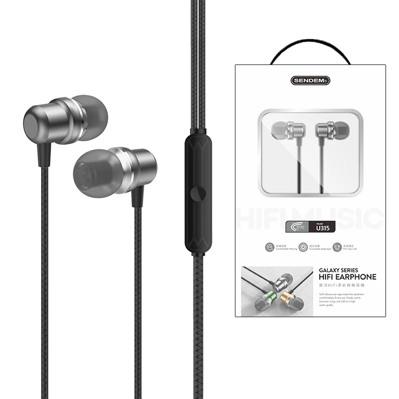 
Factory Wholesale Price Excellent Quality Metal Hifi Bass Headphone Wired Earphones Headphones For Mobile 