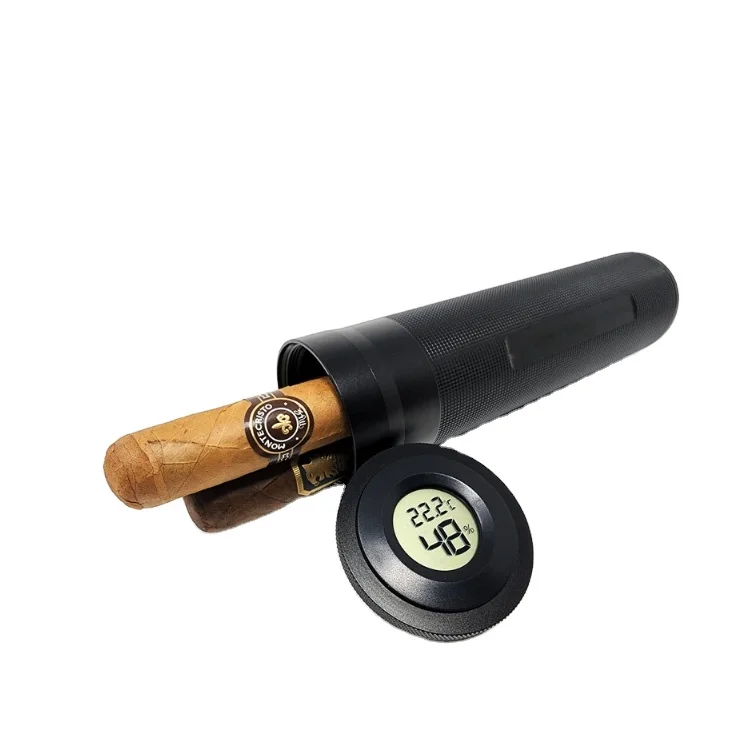 The factory sells low price aluminum cigar tubes with hygrometer humidifiers wholesale metal cigar tubes