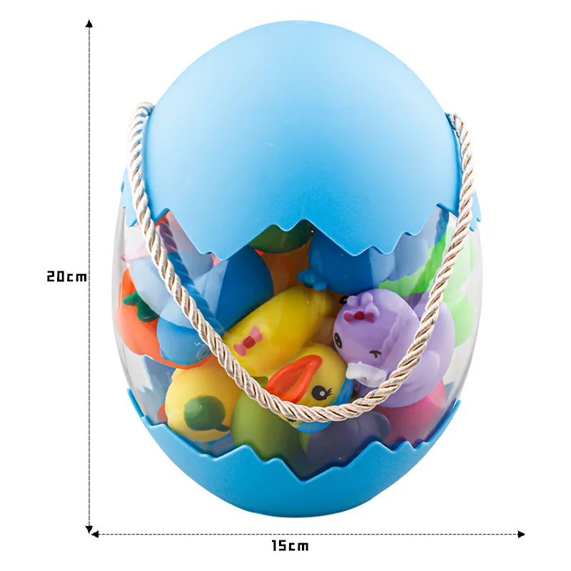 Wholesale Assorted designs 2 inch summer pool rubber bath duck egg bucket packing toys for kids fun gift BBT040