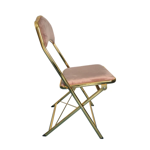 High quality steel gold chrome foldable gold wedding chair