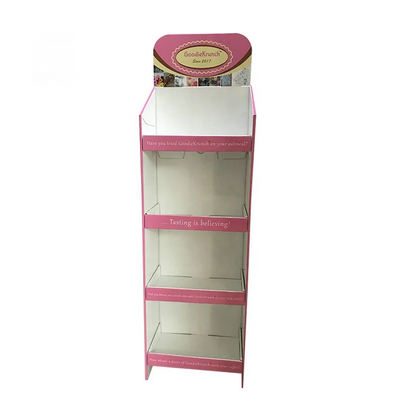 POP Retail Snack Food Display Custom Made Recyclable Cardboard Shelf Display Stand For Snacks