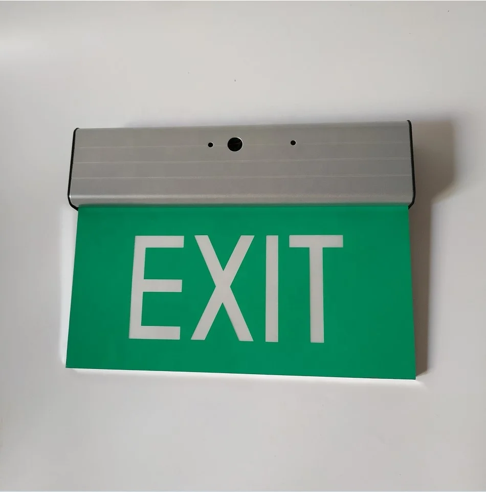 Ni-cd 4.8V AA600mAh Aluminum Acrylic emergency rechargeable exit light edge lit led sign