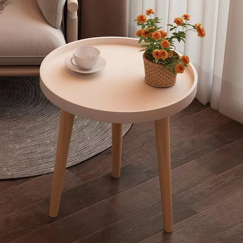 Home furniture Living Room Bedroom Design Luxury Removable KD Small round Wood side end table Coffee Table