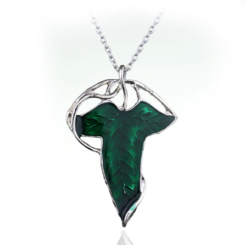 Movie The Lord Arwen Evenstar Necklace Elf Princess Arwen Twilight Star Green Leaf Pendant Necklace for Women Jewelry Gift