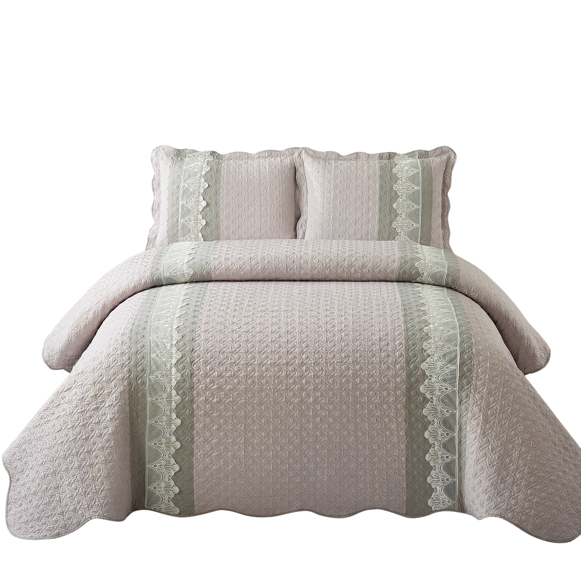 New Pattern Design New Material Bubble Cloth Lace Bed Cover Three-piece Comfortable Soft High Quality Bedspread