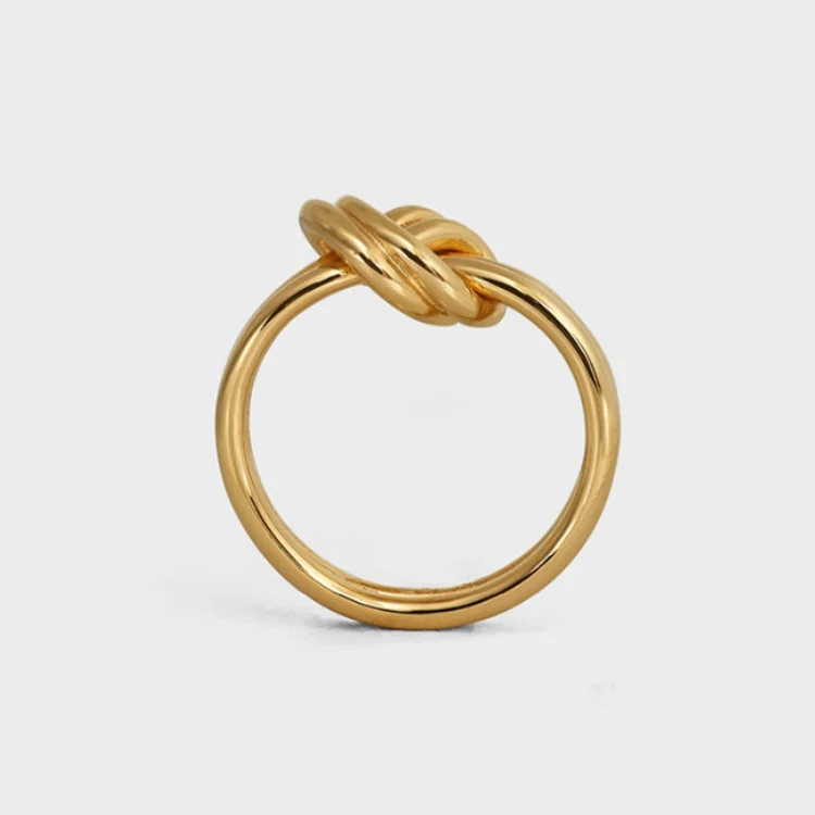 Gold Rings for Women Girl Statement Fashion Rings Gold Plated Stainless Steel Engagement Promise Knot Love Rings