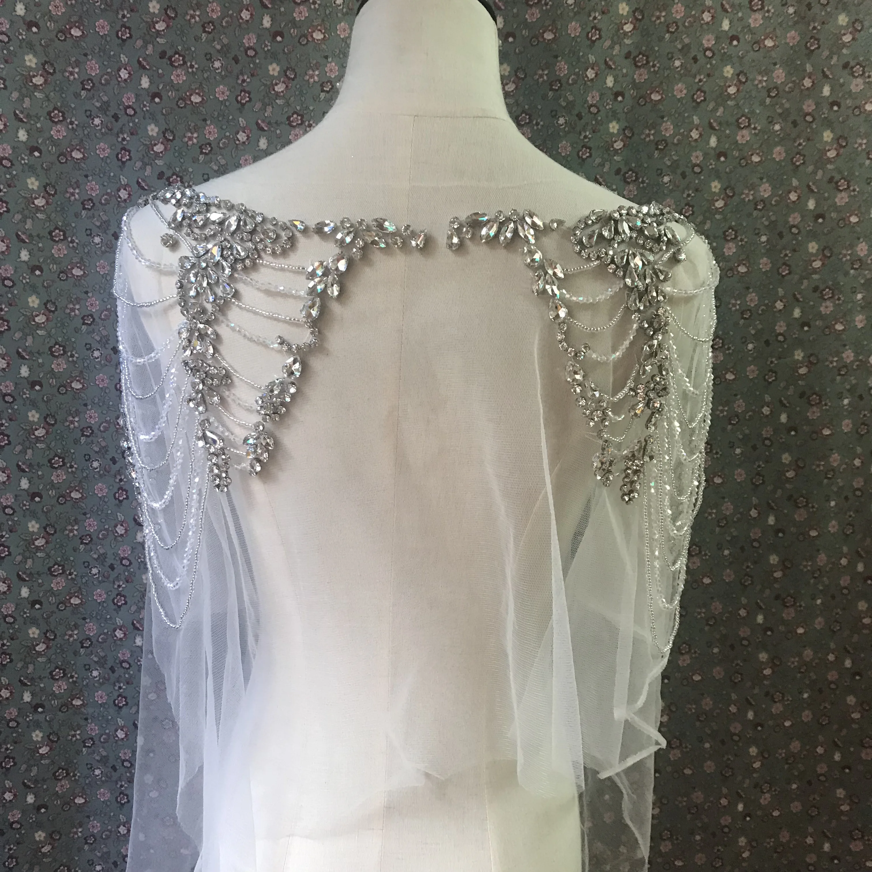 
winter decorative lacer crystal beads bolero for wedding 